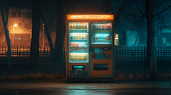 Illuminated Vending Machine at Night, vending machine HD wallpaper