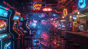 : Game Over Arcade Bar, video game, game over, gamer, arcade, bar HD wallpaper