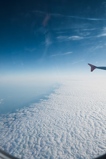 Sky, Clouds, Miscellanea, Miscellaneous, Wing, Plane, Airplane, View HD phone wallpaper