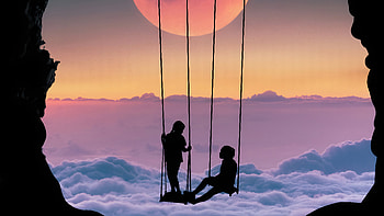 Above The Clouds, silhouette, artist, artwork, digital-art HD wallpaper