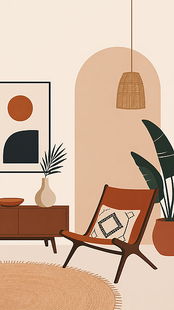 Boho Rattan Nook — Warm HD phone wallpaper