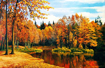 Autumn Serenity, river, season, leaves, fall, trees, colors HD wallpaper