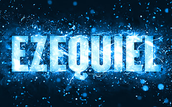 Happy Birtay Ezequiel, , blue neon lights, Ezequiel name, creative, Ezequiel Happy Birtay, Ezequiel Birtay, popular american male names, with Ezequiel name, Ezequiel HD wallpaper