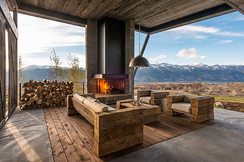 Wood Design Interior View of Mountaineous Landscape, Interior Design, graphy, Fireplaces, Nature, Landscapes, Mountains HD wallpaper