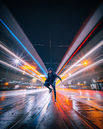Miscellanea, Miscellaneous, Night City, Human, Person, Long-Term Exposure, Bounce, Jump HD phone wallpaper