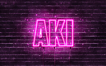Happy Birtay Aki, , pink neon lights, Aki name, creative, Aki Happy Birtay, Aki Birtay, popular japanese female names, with Aki name, Aki HD wallpaper