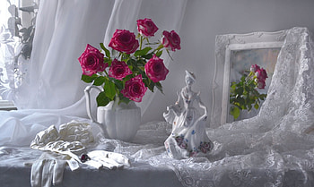 still life, abstract, graphy, vase, flowers HD wallpaper