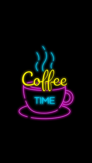 Coffee Times 2, magenta, art, neon HD phone wallpaper