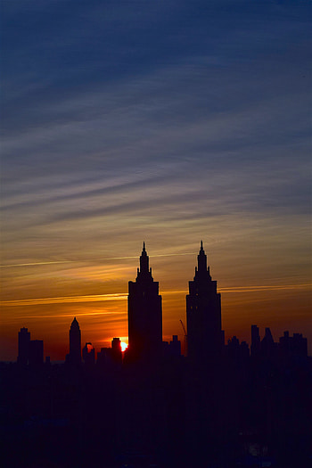 Buildings, cityscape, sky, sunset HD phone wallpaper
