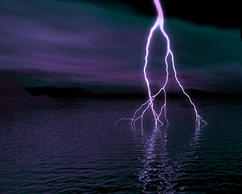 It Never Strickes Twice, night, sea, lighting, force of nature, lighting bolt, purple, bolt, nature, ocean HD wallpaper