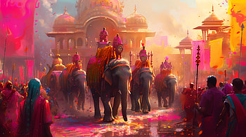 Parade with elephants, parade, festival, elephant HD wallpaper