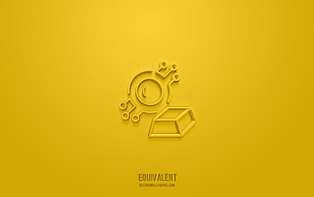 equivalent 3d icon, yellow background, 3d symbols, equivalent, business icons, 3d icons, equivalent sign, business 3d icons HD wallpaper