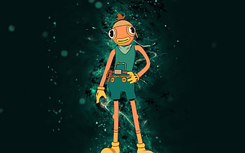 Fishstick Toona Fish, , turquoise neon lights, Fortnite Battle Royale, Fortnite characters, Fishstick Toona Fish Skin, Fortnite, Fishstick Toona Fish Fortnite HD wallpaper