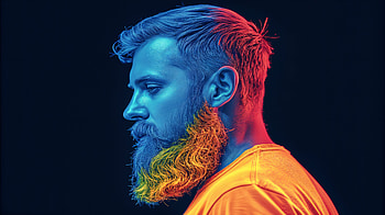 Stylish Beard in Vibrant Ultra, beard, man, portrait, colorful HD wallpaper