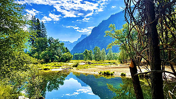 Yosemite Valley, california, clouds, sky, water, mountains, reflections, usa HD wallpaper