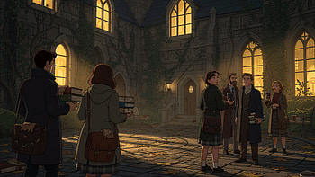Midnight Courtyard — Dark Academia, Student, School Uniform, Castle HD wallpaper