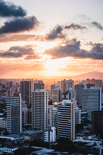 Cities, Sunset, City, Building, View From Above HD phone wallpaper