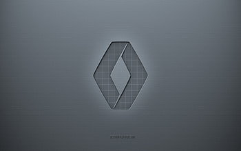 Renault logo, gray creative background, Renault emblem, gray paper texture, Renault, gray background, Renault 3d logo HD wallpaper