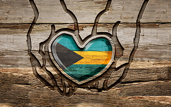 I love Bahamas, , wooden carving hands, Day of Bahamas, Flag of Bahamas, Take care Bahamas, creative, Bahamas flag, Bahamas flag in hand, wood carving, North American countries, Bahamas HD wallpaper