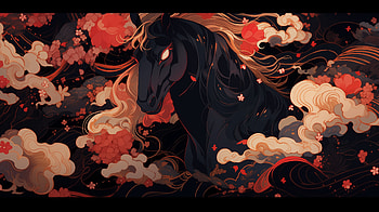 Japan Horse, horse, Japan, AI Art, Gekiga HD wallpaper