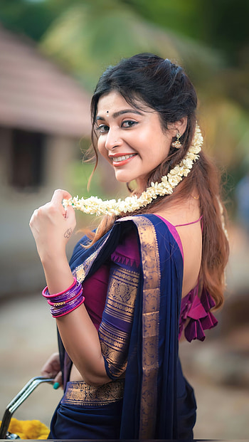 Dharsha Gupta, saree beauty HD phone wallpaper
