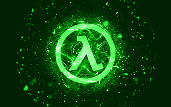 Half-Life green logo, , green neon lights, creative, green abstract background, Half-Life logo, games logos, Half-Life HD wallpaper