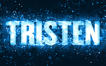 Happy Birtay Tristen, , blue neon lights, Tristen name, creative, Tristen Happy Birtay, Tristen Birtay, popular american male names, with Tristen name, Tristen HD wallpaper