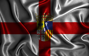 Zaragoza flag, , silk wavy flags, spanish provinces, Day of Zaragoza, fabric flags, Flag of Zaragoza, 3D art, Zaragoza, Europe, Provinces of Spain, Zaragoza 3D flag, Spain HD wallpaper