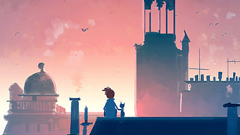 With My Friend On Rooftop, artist, artwork, digital-art, deviantart, cat HD wallpaper