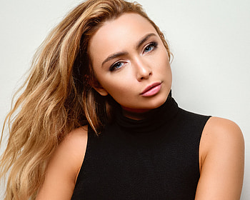 Blonde, woman, girl model, aqua eyes HD wallpaper