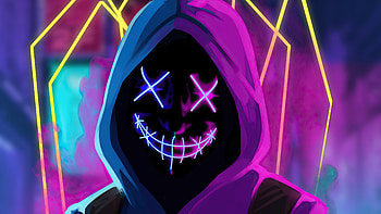Mask Neon Guy, mask, neon, artist, artwork, digital-art HD wallpaper
