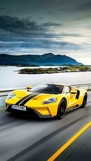 Yellow Ford, cloud, sky, usa, car, american HD phone wallpaper