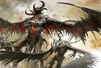 Hell's Monster, guild wars 2, art, devil, monster, demon, adventure, hell, kekai kotaki, fantasy, video game, cg, horror, game, guild wars HD wallpaper