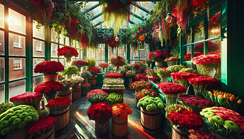 Enchanting Flower Shop, flower shop, flower, greenhouse, red, floral HD wallpaper