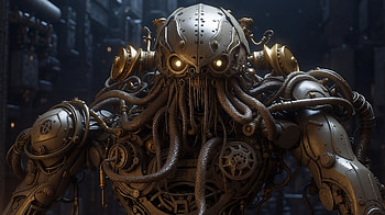 Dieselpunk tentacle titan, dieselpunk, tentacle, titan, octopus, creature HD wallpaper
