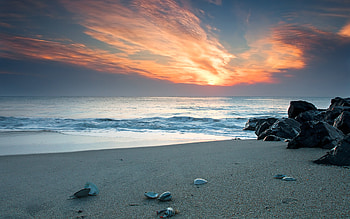 Landscape, Sunset, Beach HD wallpaper