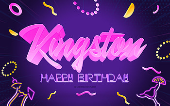 Happy Birtay Kingston, , Purple Party Background, Kingston, creative art, Happy Kingston birtay, Kingston name, Kingston Birtay, Birtay Party Background HD wallpaper