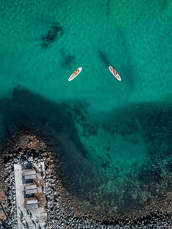 Nature, Water, Sea, Boats, View From Above, Shore, Bank, Rocky, Stony HD phone wallpaper