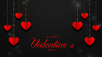 Red Hearts Decorations Happy Valentine's Day Black Background Valentine's Day HD wallpaper