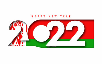 Happy New Year 2022 Belarus, white background, Belarus 2022, Belarus 2022 New Year, 2022 concepts, Belarus, Flag of Belarus HD wallpaper