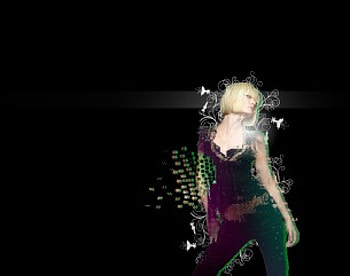Distortion Black, black, blond, outlined, vines, flowers, woman HD wallpaper