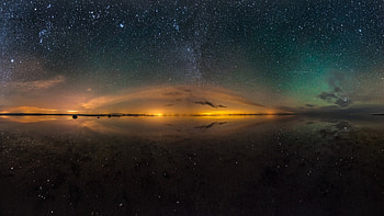 Starry sky over the sea, sky, nature, amazing, stars HD wallpaper