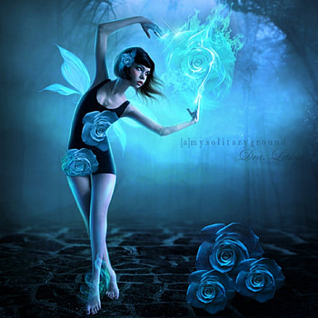 MAGIC OF THE ROSE, FLOWERS, ROSE, FEMALE, DANCER, BLUE HD wallpaper