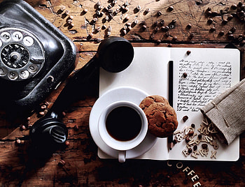 Food, Cookies, Coffee, Cup, Notebook, Notepad HD wallpaper