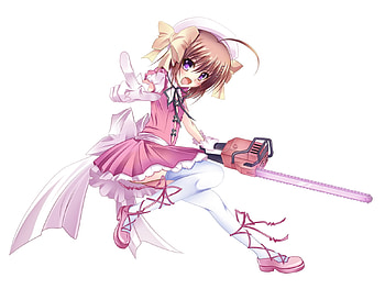 Kore wa Zombie desuka, pink, magic, anime, girl, chainsaw HD wallpaper