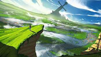Sword City , artist, artwork, digital-art, landscape, artstation HD wallpaper