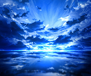 Clouds over sea, blue sea, adorable, art HD wallpaper