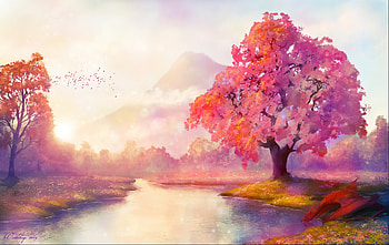 Fairy Land, tree, river, artist, artwork, digital-art, deviantart HD wallpaper