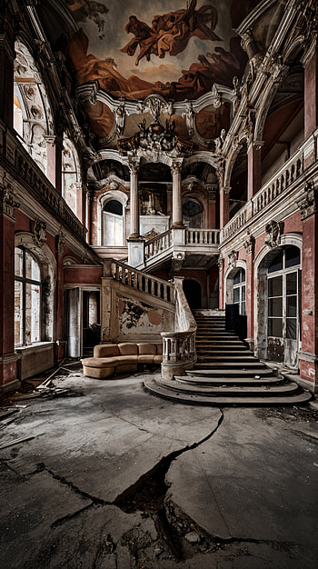 Haunting Beauty: Abandoned Building , abandoned, interior, architecture, stairs HD phone wallpaper