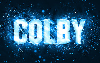 Happy Birtay Colby, , blue neon lights, Colby name, creative, Colby Happy Birtay, Colby Birtay, popular american male names, with Colby name, Colby HD wallpaper